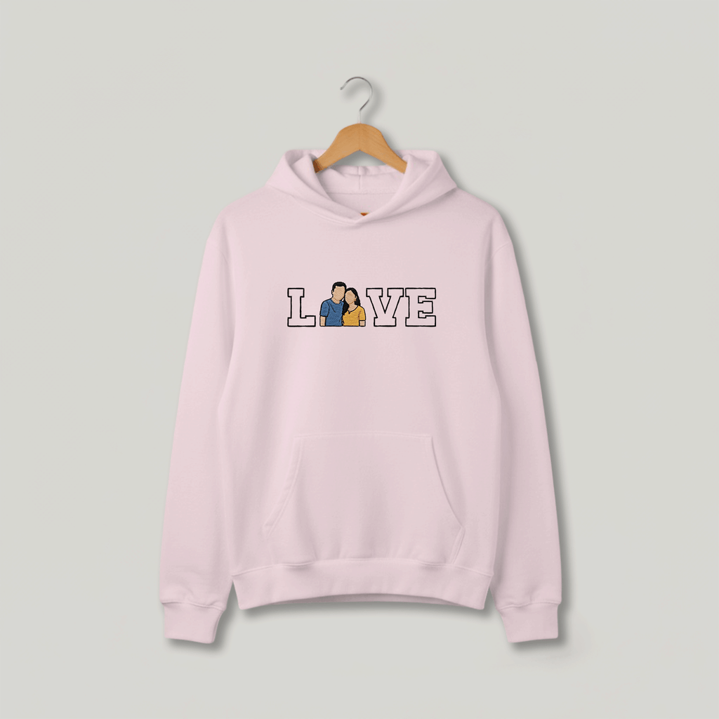 Customized Oversized Unisex Hoodie for Your Loved One with LOVE outline design
